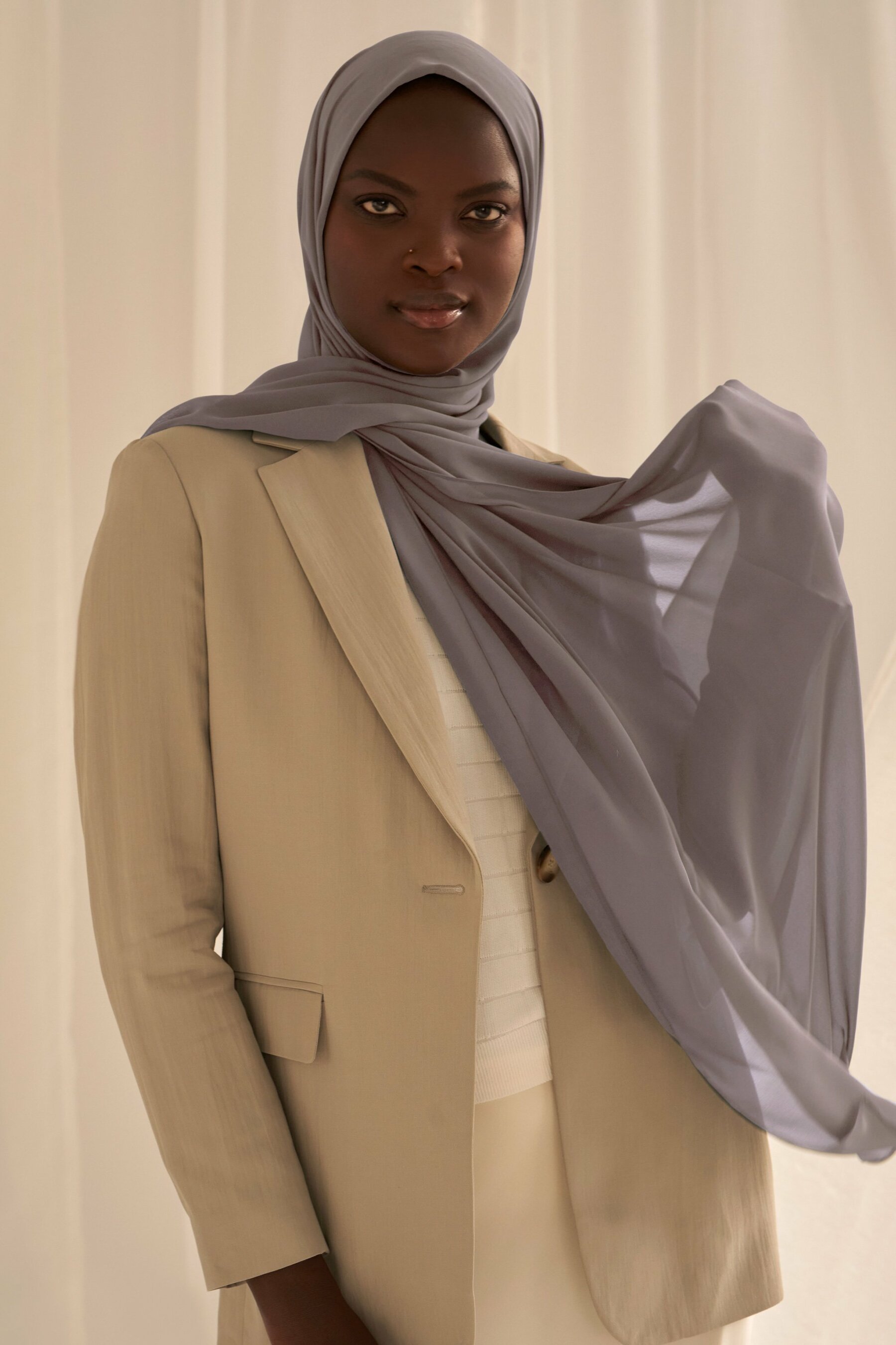 Shop Recycled Chiffon in Silver Mauve