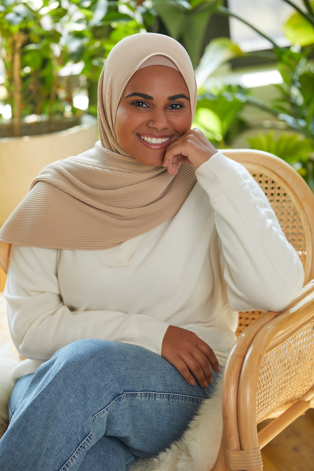 Shop Fine Pleat Hijab in Latte