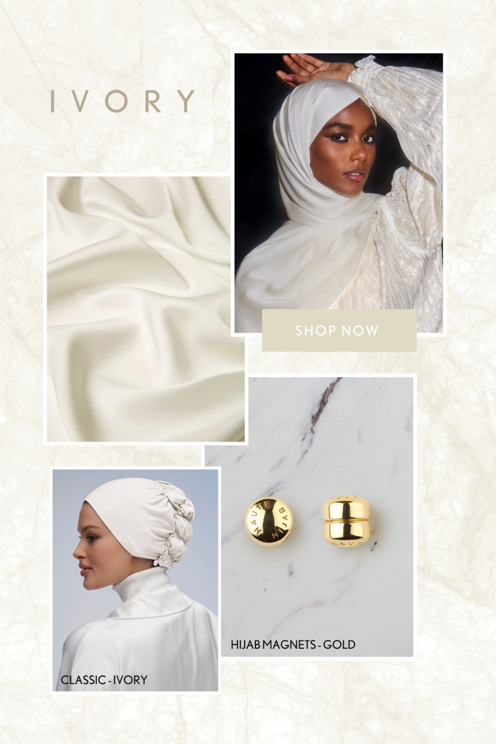 Shop Perfect Satin Hijab in Ivory