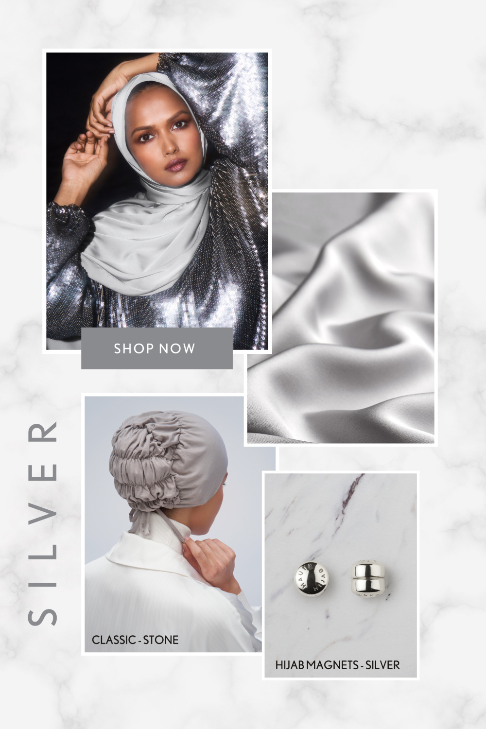 Shop Perfect Satin Hijab in Silver