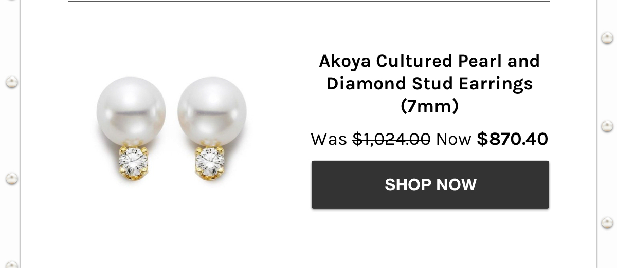 Akoya Cultured Pearl and Diamond Stud Earrings (7mm) Was $1,024.00 Now $870.40 Shop Now